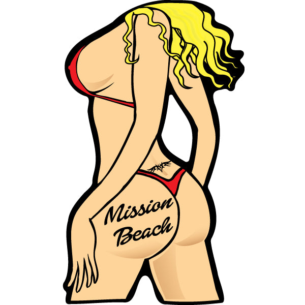 Mission Beach - Blonde Red Bikini Backside Sticker 96-515
