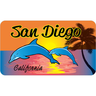 San Diego California Dolphin Sunset Sticker