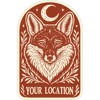 Fox moon arch sticker - your location custom text