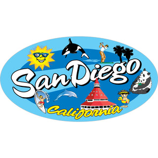 San Diego  California   City Attractions Oval Sticker