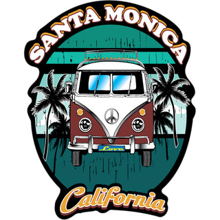 48985-198 Santa Monica  California   Burgundy Bus Front View Sticker