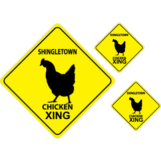 10315-1110 Shingletown   Chicken Xing Yellow Sign Sticker