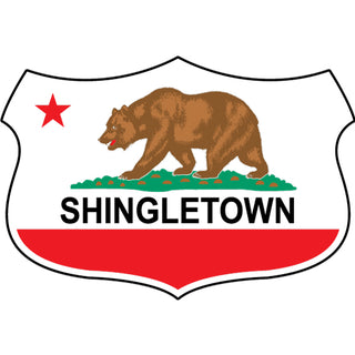 1061-1110 Shingletown   Wide State Flag Shield Sticker