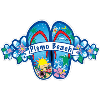 112-178 Pismo Beach  California Blue Flower Flip Flops Sticker
