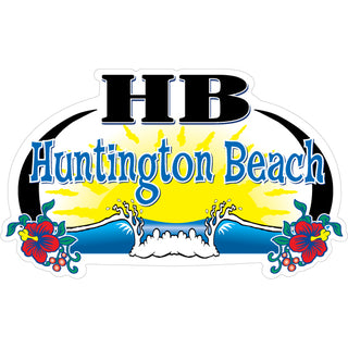 186-112 Huntington Beach, CA - Wave and Sun Sticker