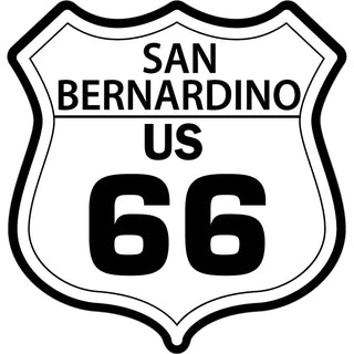 523-973 San Bernardino Route 66 Black and White Shield small (00523) Sticker