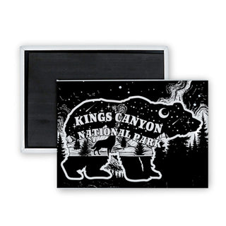 10130-121 Kings Canyon National Park   Bear with Mountain Night Scene Rectangle Badge Magnet