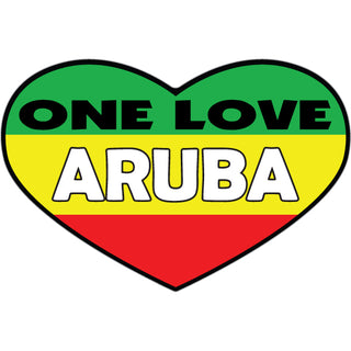 Aruba   One Love Rasta Heart Sticker
