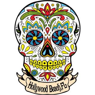 OK4 Hollywood Beach Skull Bottom Banner (03 00463 0242) Sticker