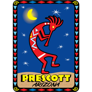 Red Kokopelli Night Scene   Prescott  AZ Red Kokopelli Night Scene Sticker