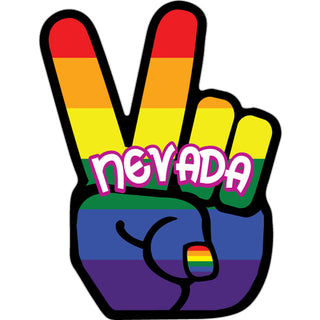 Nevada   Rainbow Pride Peace Sign Fingers Sticker