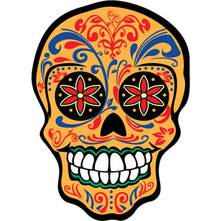Day Of The Dead   Orange Sugar Skull Sticker