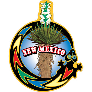 OK4  New Mexico Round Gecko Cactus Sticker