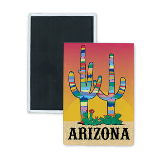 Arizona Colorful Cactus Rectangle Badge Magnet