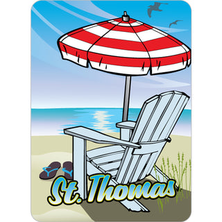 St Thomas   Umbrella Beach Chair Scene Sticker