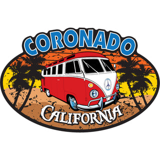 OK4 Coronado  CA Red VW Bus on Oval Sticker