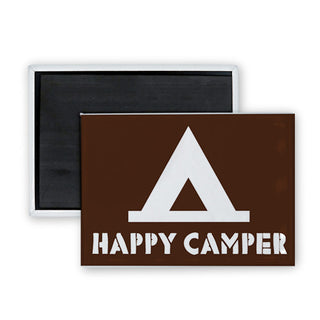 Novelty   Happy Camper Tent Brown Sign Rectangle Badge Magnet