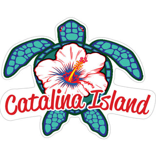 Catalina Island   Blue Turtle with White Flower Sticker