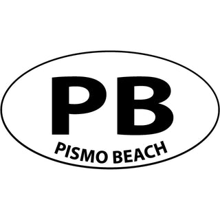 Pismo Beach   Black & White Euro Oval Sticker