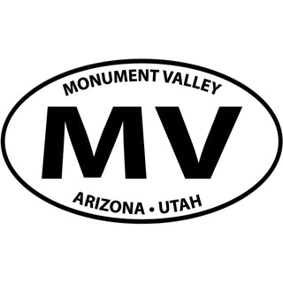OK4 Monument Valley MV Arizona Utah  Black White Euro Oval Sticker
