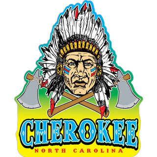 Cherokee  NC Indian Head Crossed Axes Sticker