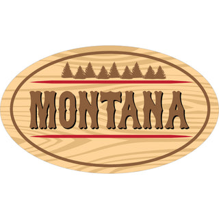 Wood Grain Oval   Montana Wood Grain Oval Sticker
