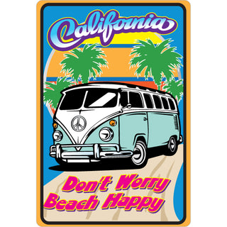 California   Van Don't Worry Beach Happy Sticker