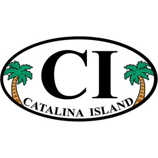 Catalina Island   Palm Tree Euro Oval Sticker