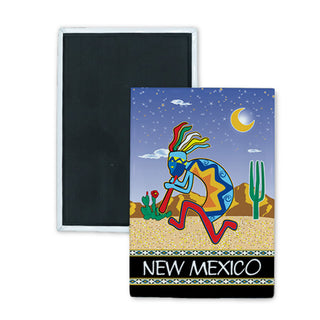 New Mexico Kokopelli Night Diamond (00010) Rectangle Badge Magnet