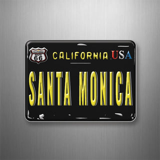 Santa Monica Retro Black License Plate Plastic Magnet 3D Magnet