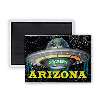 Arizona Flying Saucer Go Green Rectangle Badge Magnet