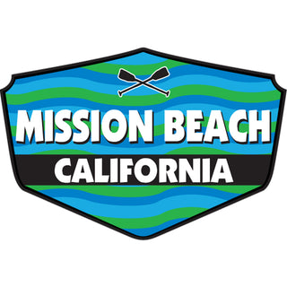 OK4 Mission Beach  CA Blue and Green Wavy Sign Sticker
