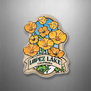 Lopez Lake  CA Golden Poppies (01150)   plastic magnet (working) 3D Magnet