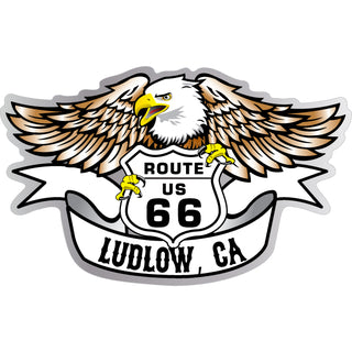 Ludlow California Eagle Holding Route 66 Shield Sticker