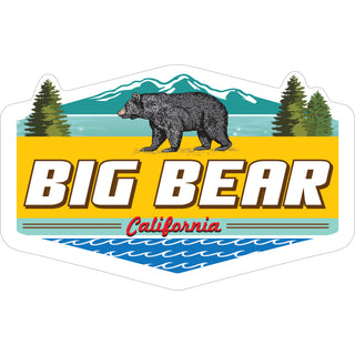 Big Bear  California   Teal Mountains & Bear Sticker