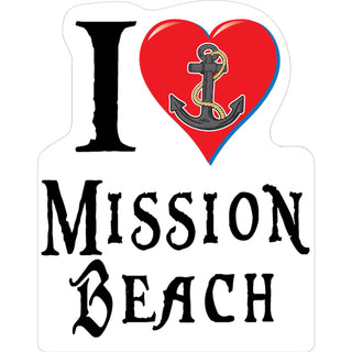 OK4 Mission Beach  CA I Heart w Anchor Sticker