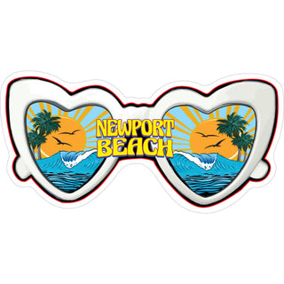 Newport Beach   Heart Glasses Sticker