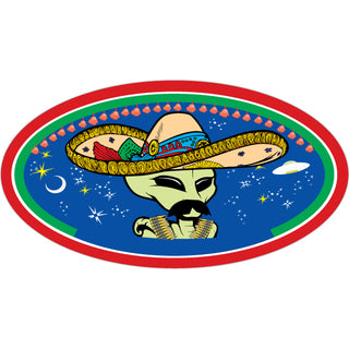OK4 Alien Sombrero with Moustache Sticker