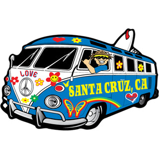 OK4 Santa Cruz  CA Hippie Bus   Business Card Sized Sticker Sticker