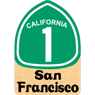 OK4 San Francisco Highway 1 Sign   Business Card Sized Sticker No PCH No Hibiscus Flowers Sticker