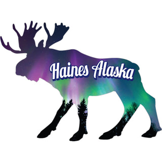 Haines Alaska   Northen Lights Moose  Sticker