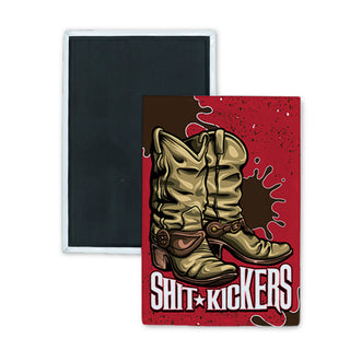 Novelty   Shit Kicker Boots Rectangle Badge Magnet