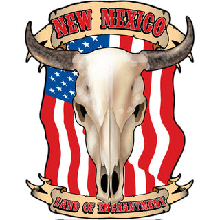 New Mexico   Flag Steer Skull Sticker