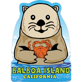 Balboa Island  California   Sea Otter Cartoon Sticker