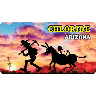 Chloride  Arizona   Miner & Donkey Silhouette Cloudy Sunset Sticker
