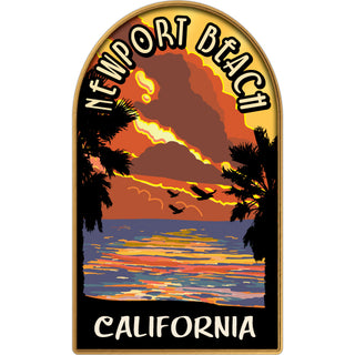 Newport Beach  California   Retro Sunset Sticker