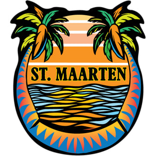 St. Maarten   Stylized Palm Sun Water Sticker