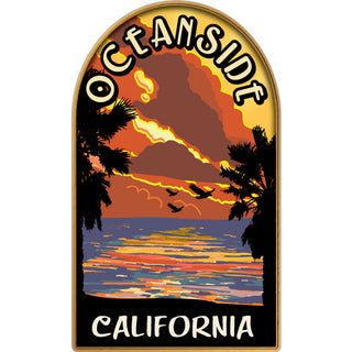 OK4 Oceanside  CA retro sunset   business card sized sticker (00796) Sticker