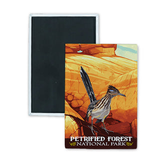 Petrified Forest National Park   Road Runner Vertical Rectangle Badge Magnet