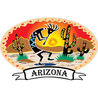 Arizona   Kokopelli Desert Scene Banner Oval Sticker